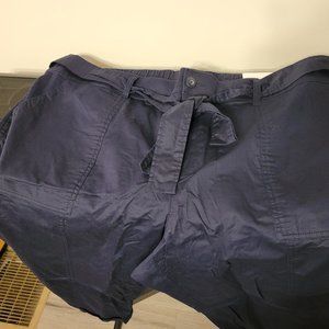 Lane Bryant Size 24 Belted Navy Blue Pedal Length Khakis